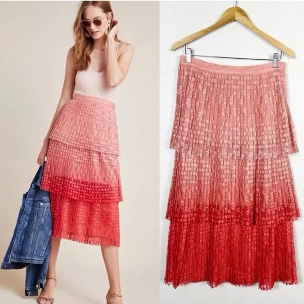Anthropologie Maeve Brighton Tiered Midi Skirt